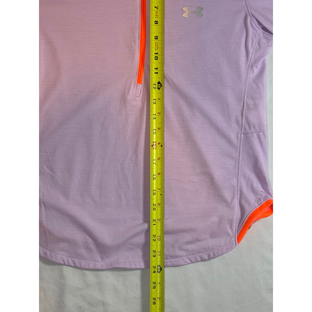 Under Armour Womens Running Top 1/4 Zip Pullover Medium Purple Orange HeatGear - Picture 8 of 9